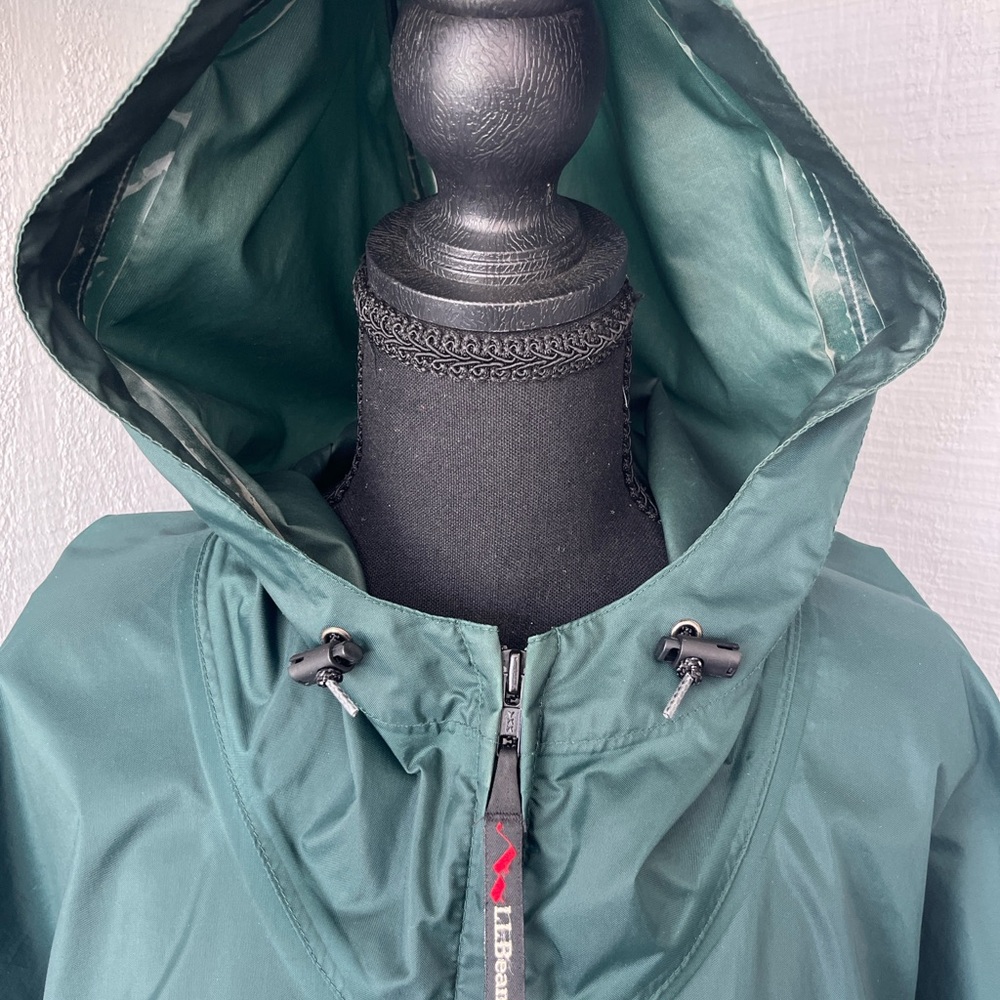 L.L.Bean Outdoors Men’s Large Green Hooded Rain Jacket Lightweight Shell - Picture 8 of 12